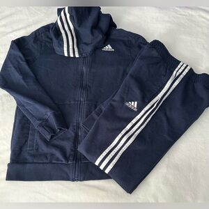 EUC 2 piece Boys Adidas Jogging Suit Full Zip Hoodie & Joggers Size Medium10-12
